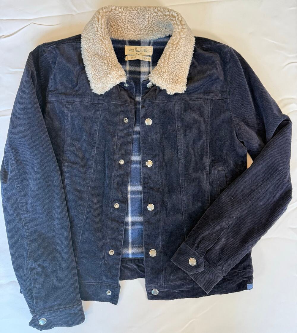 Purnell Santa Barbara Work Wear Stretch Corduroy Jacket Sherpa Collar Small